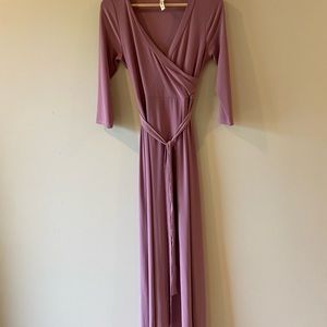 Hello Miz Maternity Dress Rose Pink Wrap Women's Size M Maxi